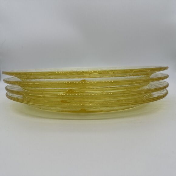 ANCHOR HOCKING CAMEO BALLERINA YELLOW 4PC 10.25”‎ GRILL PLATES 1930-34 EUC GORG! - Picture 7 of 11